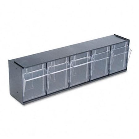 Deflecto Deflect-O 20504OP Tilt Bin Plastic Storage System with Five Bins  23-5/8 x 5-1/4 x 6-1/2  Black 20504OP